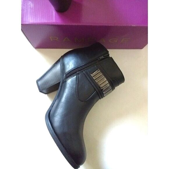 New! RAMPAGE Buckle Detail Women's Black Ankle Boots Booties Shoes NWB - Picture 4 of 8